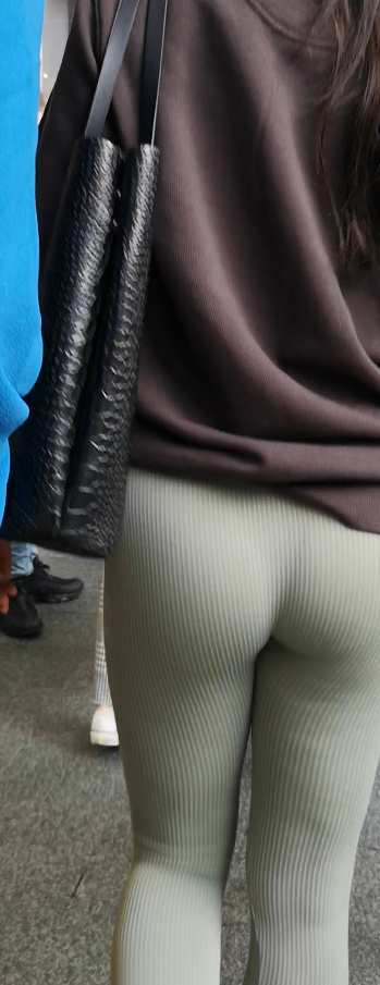 Skinny Teen In Green Leggings Protected By BF