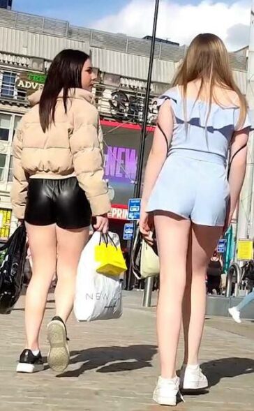 Teen Duo Showing Off Asses In Shorts