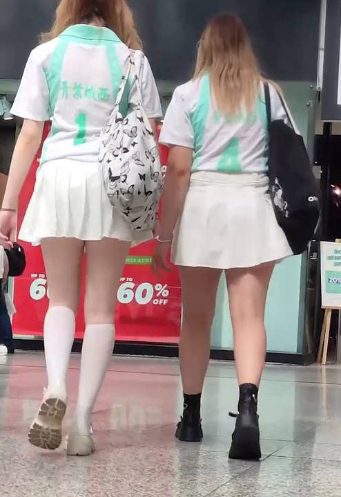 Two Hot Teens In White Plaid Skirts