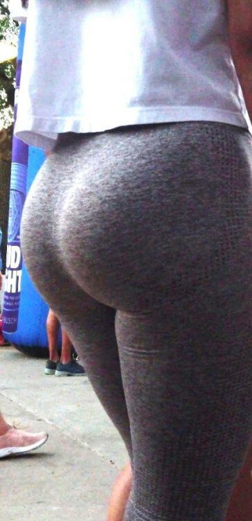 Epic Ass Candid Teen In Grey Leggings