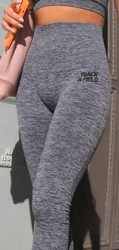 Sexy Legs Fit Girl In Grey Leggings