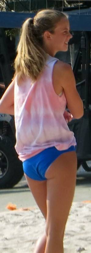 Blue Bikini Teen Playing VB