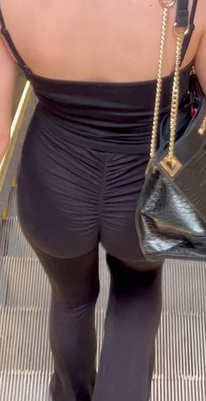 Chasing Skinny Girl In Black Leggings