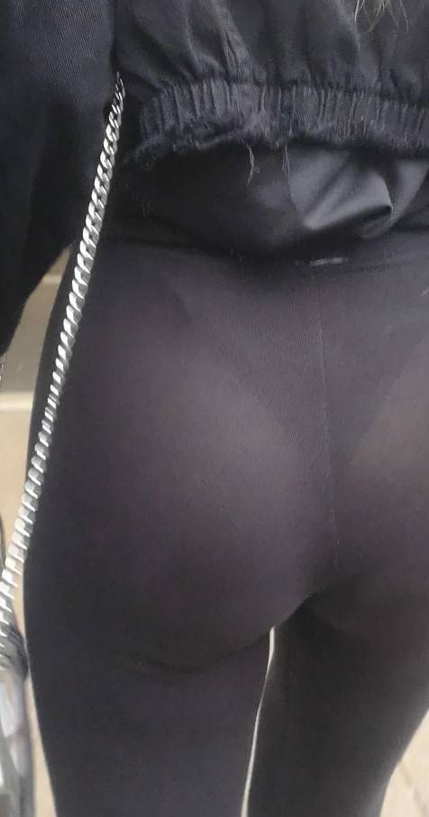 See Thru Leggings GF Revealing Black Thong