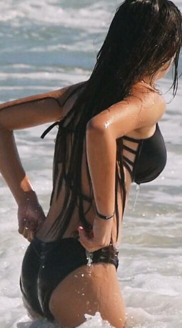 Black Bikini Brunette With Big Tits Beach Candid