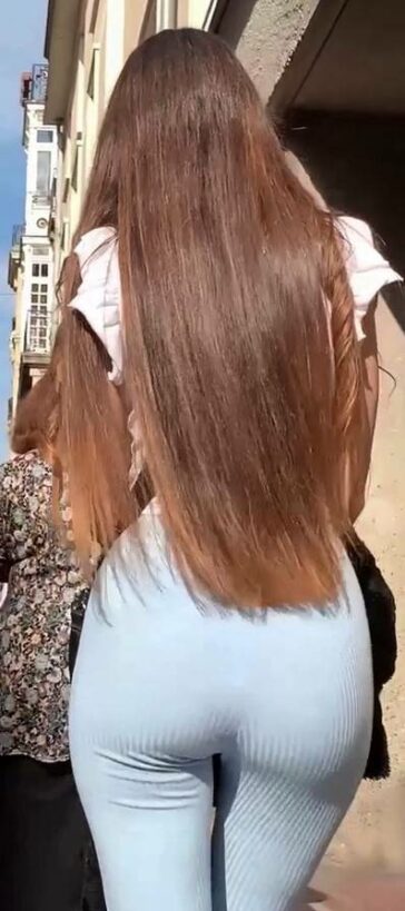 Long Hair Hottie In Blue Leggings