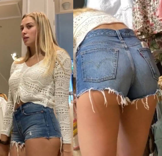 Sexy Body Blonde In Shorts Showing Off