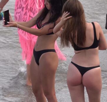 Two Girls In Thong Taking Selfies and Giving a Great Show