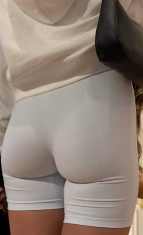 Biker Shorts Babe Candid Ass and Cameltoe