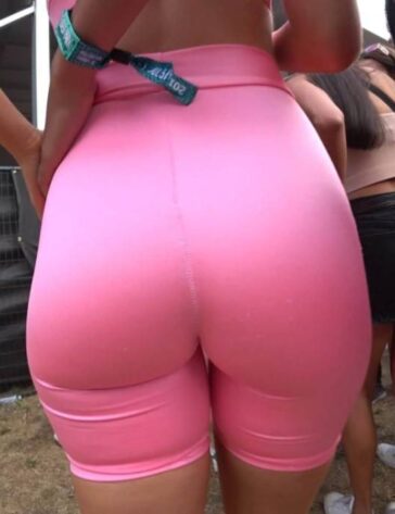 Bubble Ass Rave Girl In Pink Spandex Shorts