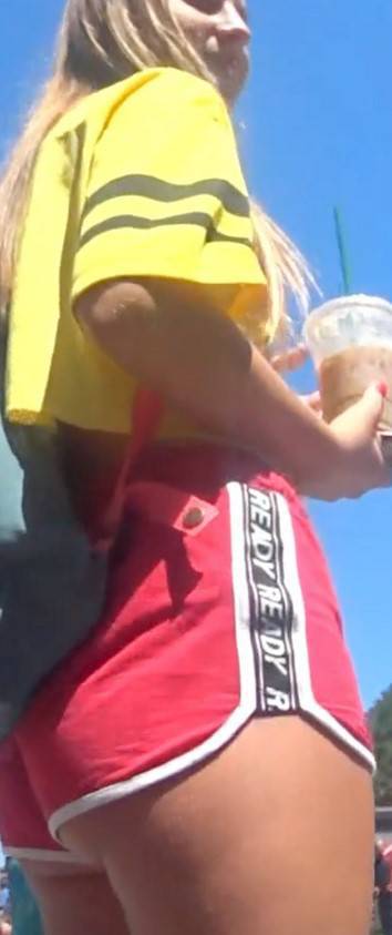 Red Shorts Candid Teen Gorgeous Ass