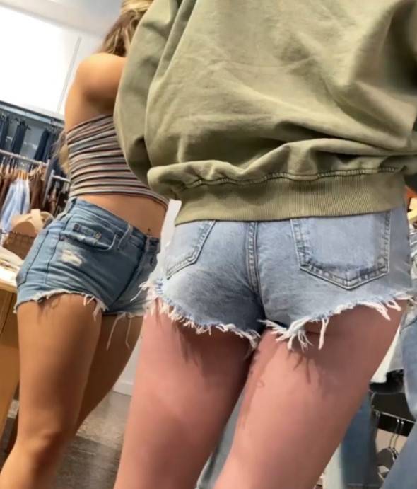 Teens In Short Shorts Shopping