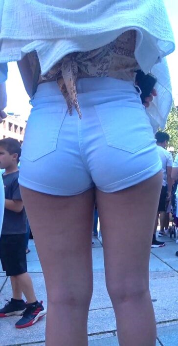 White Shorts Teen Perfect Shape Ass