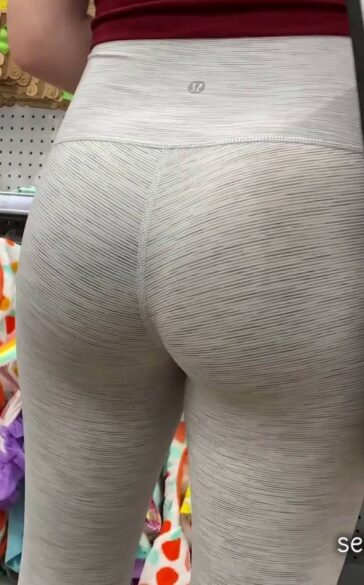 Candid Girl Bending Over In White Leggings