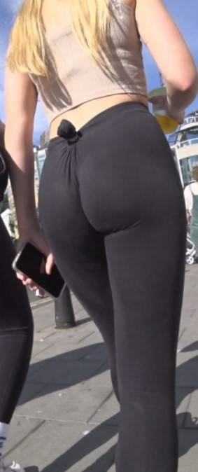 Cute Face Young Teen In Black Leggings