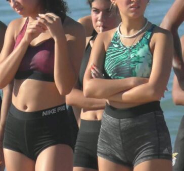 Fit Teens In Shorts At The Beach