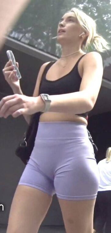 Biker Shorts Sexy Blonde Creepshot Ass