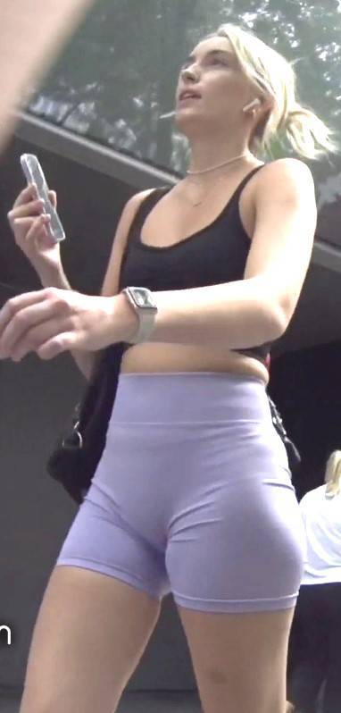 Biker Shorts Sexy Blonde Creepshot Ass
