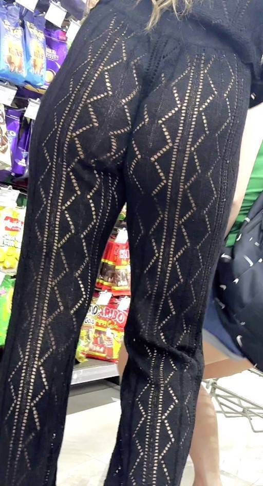 See Thru Pants Blonde Teen Bending Over