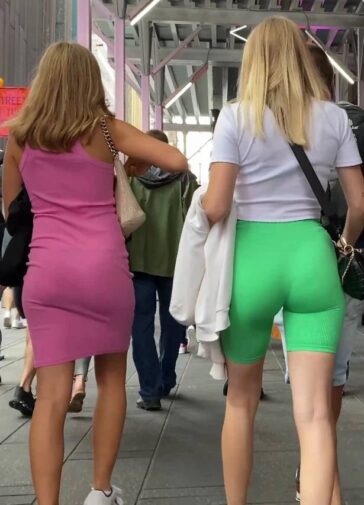 Two Blondes Showing Off Asses
