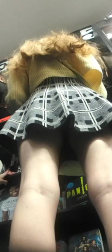 Upskirting Blonde Schoolgirl