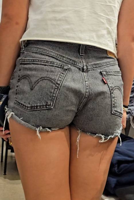 Cute Ass JB Teen In Denim Shorts Shopping