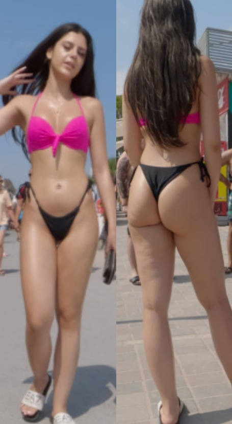 Black Thong Brunette Teen Creepshot