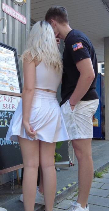 Blonde GF Windy Upskirt