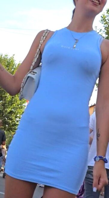 Amazing Body Hottie In Blue Dress VPL