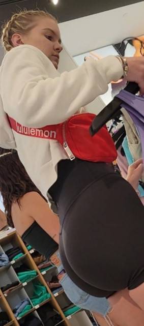 Sexy Blonde With Pigtails Awesome Candid Ass