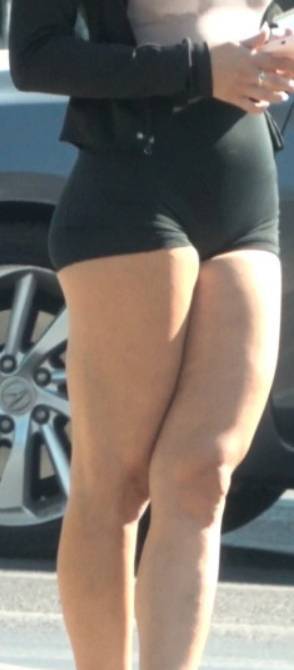 Black Shorts Ugly Girl Showing Off Ass