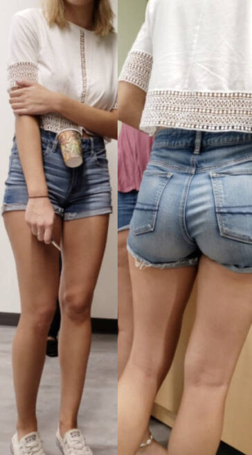 Innocent Blonde Teen In Shorts