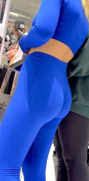 Awesome Ass Blonde In Blue Outfit