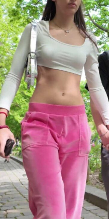 Skinny Teen GF In White Crop Top