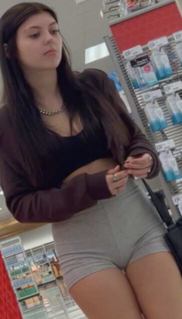 Stunning Ass Teen In Grey Shorts