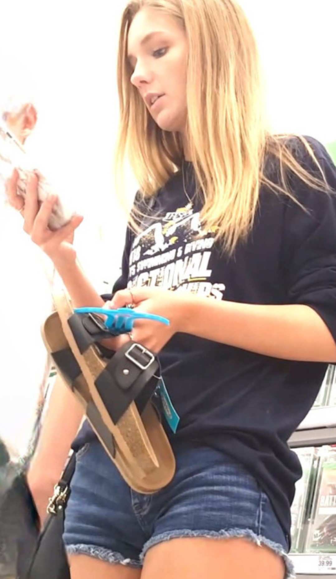 Beautiful Face Blonde Teen In Shorts
