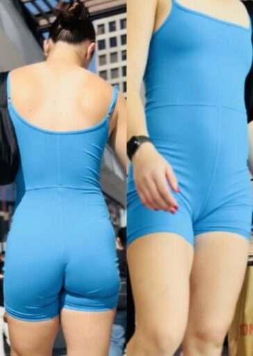 Blue Outfit Girl Candid Ass and Cameltoe