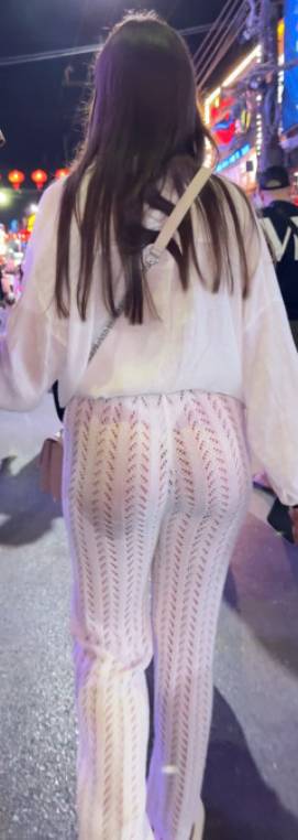 See Thru Leggings Revealing White Thong