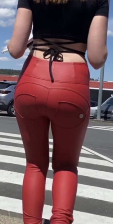 Red Leather Jeans German Girlfriend