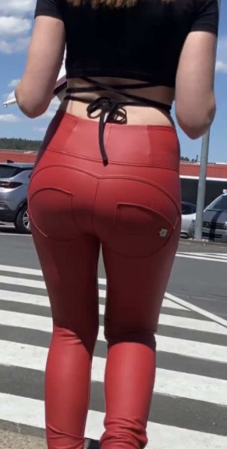 Red Leather Jeans German Girlfriend