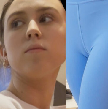 Beautiful Teen Ass In Blue Leggings Showing Cameltoe