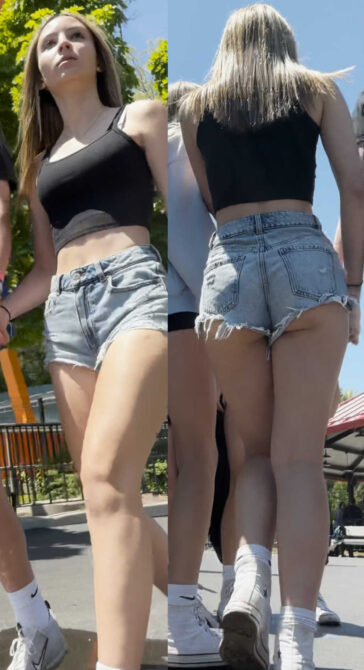 Sexy Candid Ass Blonde Girlfriend In Shorts