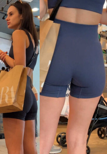Slim Body Girl In Navy Shorts