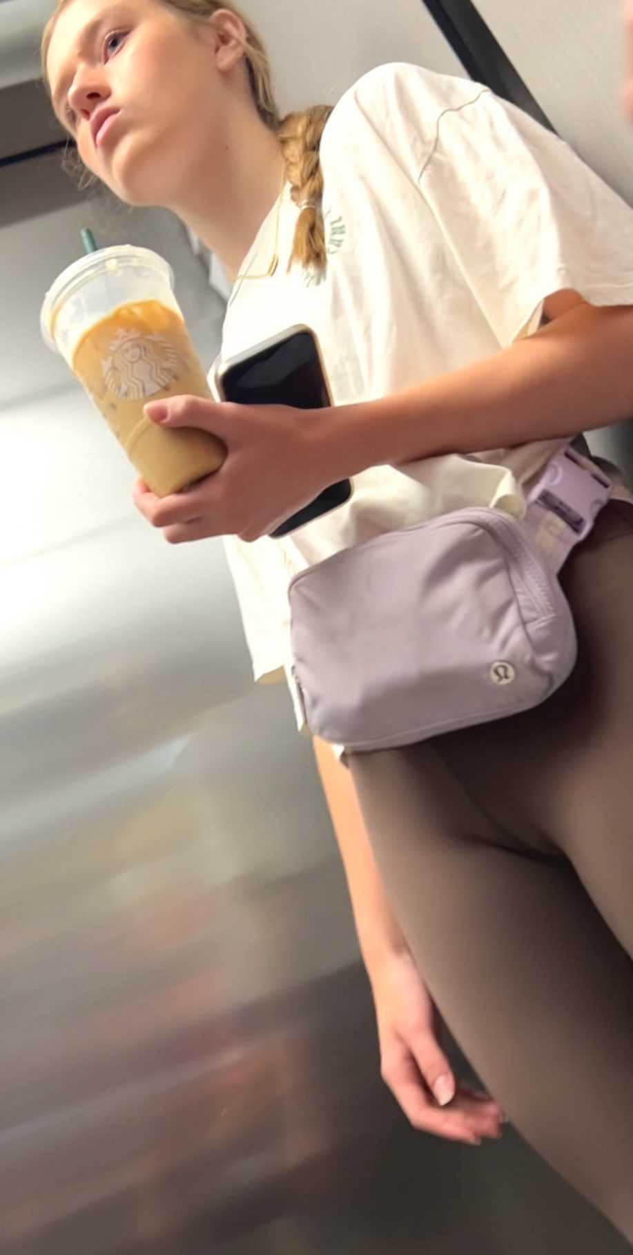 Three Candid Teens In Leggings Short Compilation