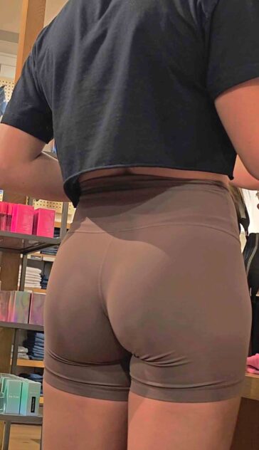 Brown Biker Shorts Redhead Girl