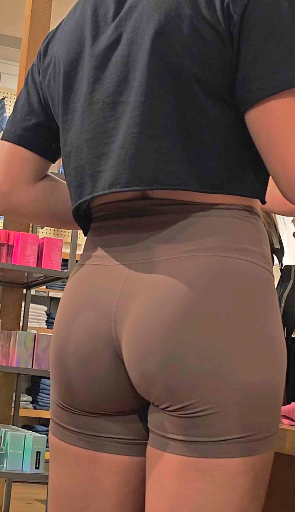 Brown Biker Shorts Redhead Girl