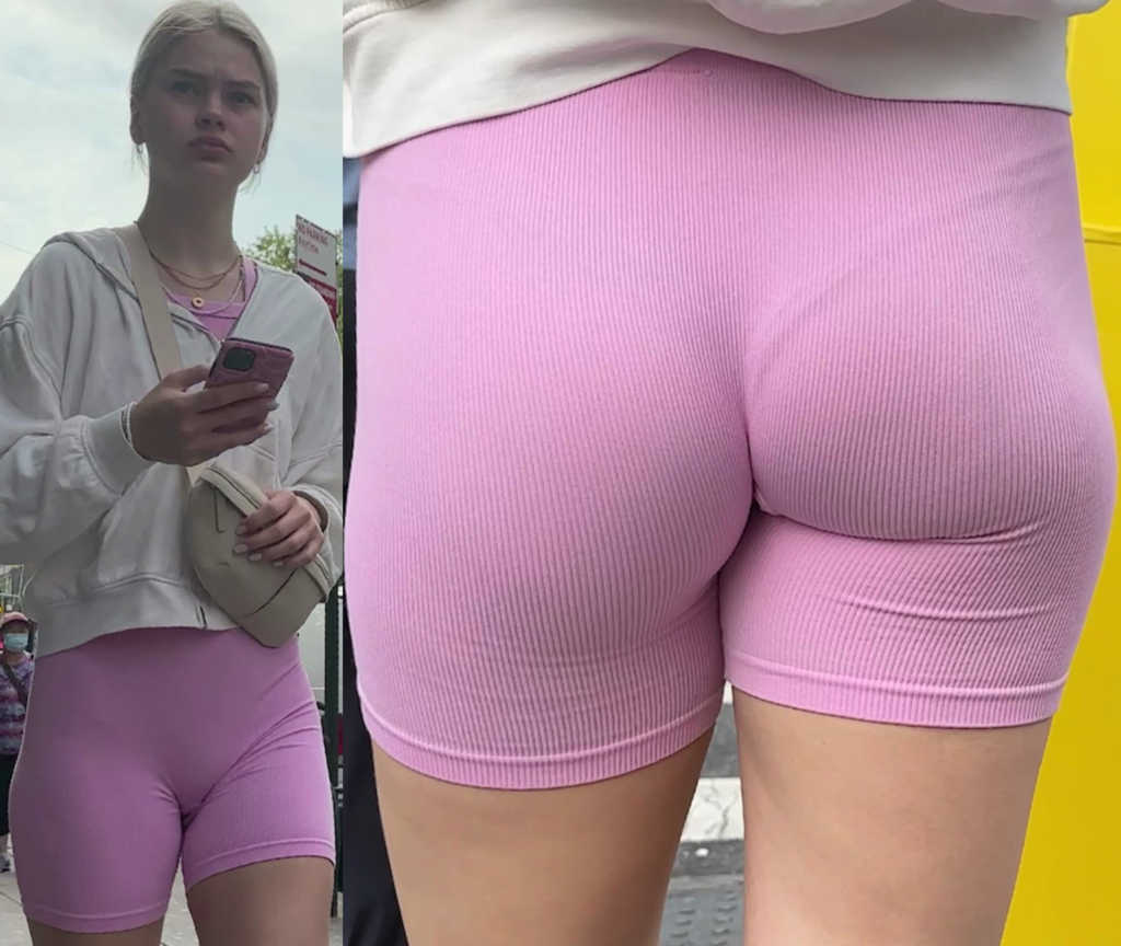 Pink Outfit Candid Teen Ass