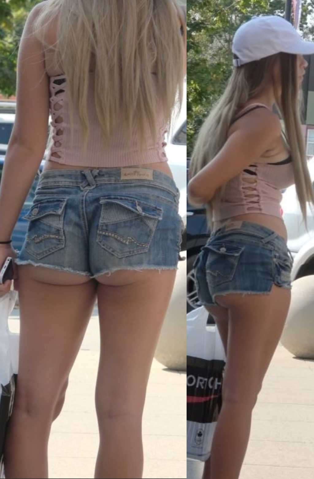 Ridiculously Short Shorts Blonde Teen Part1