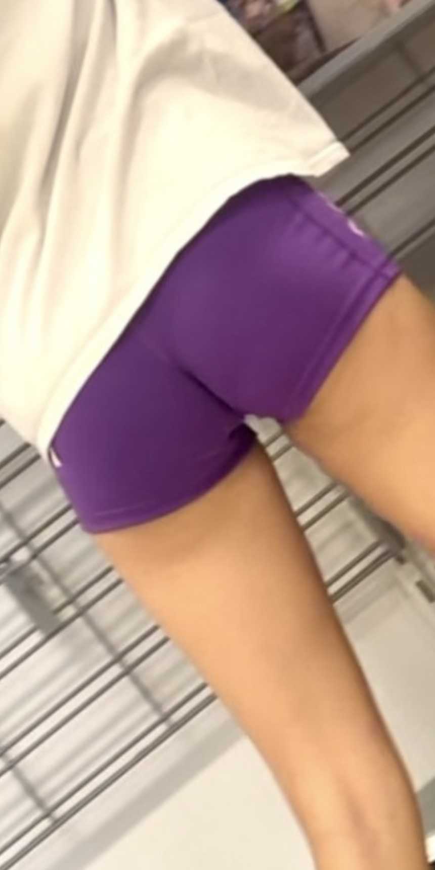 Skinny Teen Ass In Purple Shorts and Cameltoe