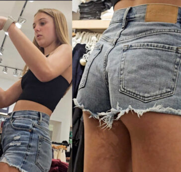 Adorable Candid Teen In Denim Shorts
